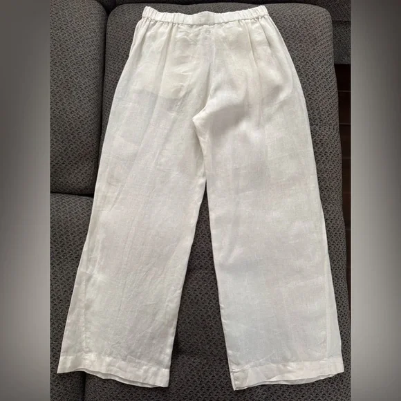Velvet by Graham & Spencer Lola Linen Pant in Chalk White Small Relaxed Fit Crop - Picture 9 of 16